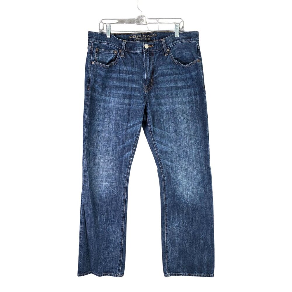 Mens American Eagle Original Boot Denim Blue Jeans Medium Wash 100% Cotton 36X34